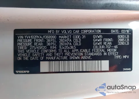 2018 Volvo Xc90 T5 from USA, damaged, VIN YV4102PK4J1368990